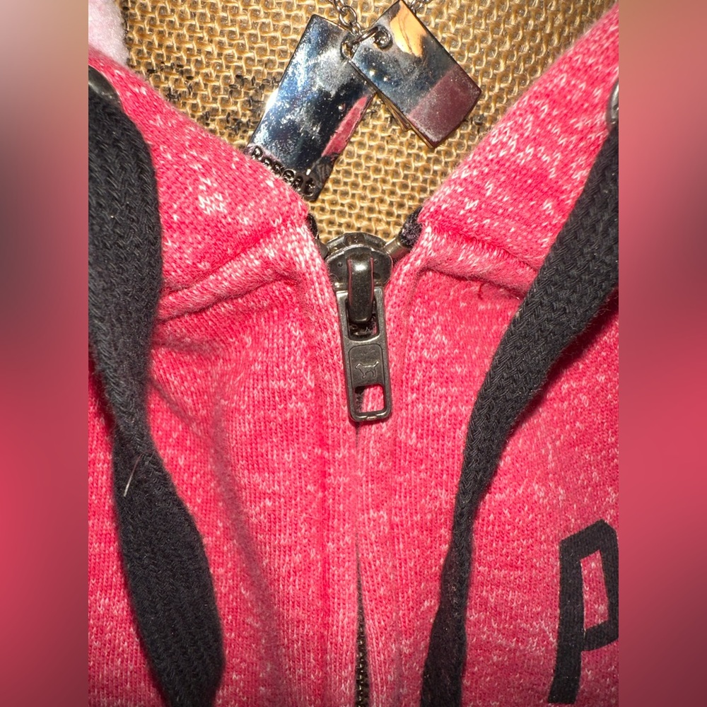 ♥️❤️VINTAGE VICTORIA SECRET FULL ZIP HOODIE-washed red - Picture 4 of 12